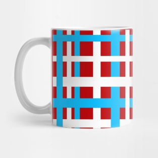 Interlocking Stripes White Red Light Blue Mug